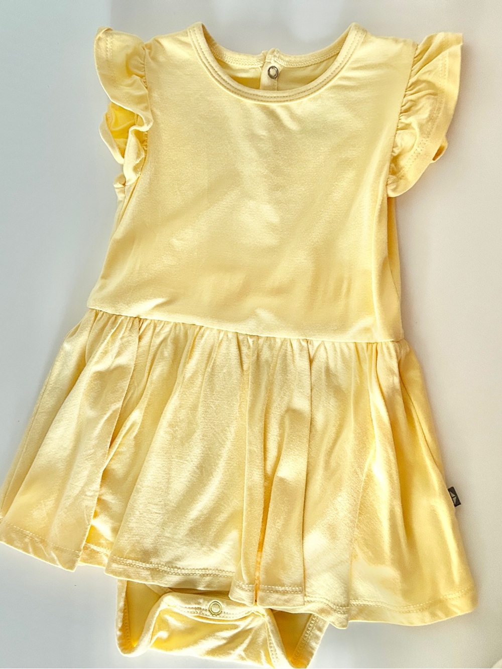Kyte BABY Pale Yellow Ruffle Sleeve Dress Onesie - Picture 1 of 2